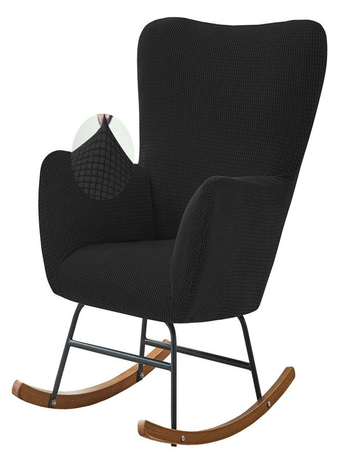 Levoberg Nursery Rocking Chair Cover Stretch Rocker Glider Chairs Cover Slipcovers Jacquard Rocking Accent Chair Cover Recliner Armchair Slipcover for Nursery Living Room Bedroom Office Black - Image 1